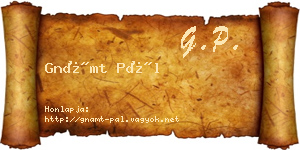 Gnámt Pál névjegykártya